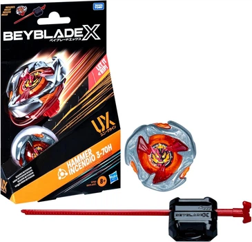 Бейблейд c пусковым устройством Hasbro Beyblade X Hammer Incendio 3-70H Starter Pack G1752 Оранжевый