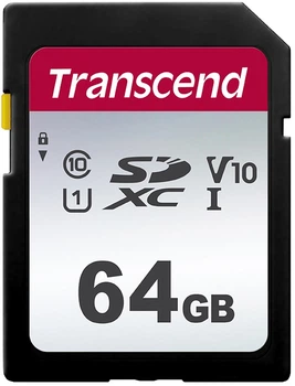 Карта памяти Transcend 300S SDXC 64GB UHS-I U1 V10 (TS64GSDC300S)