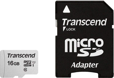 Карта памяти Transcend 300S microSDHC 16GB UHS-I U1 + SD-адаптер (TS16GUSD300S-A)