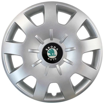 Автомобільні модельні ковпаки R15 Skoda (зелена) 314 4шт, SJS, сріблясті