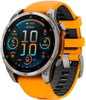 Смарт-годинник Garmin fenix 8 47mm AMOLED Sapphire Titanium with a spark Orange and Graphite Silicone Band (010-02904-11)