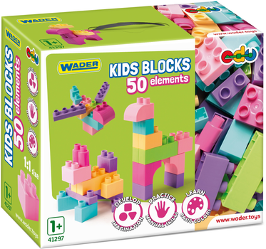 Klocki konstrukcyjne Wader Kids Blocks 50 elementów różowy (5900694412972)