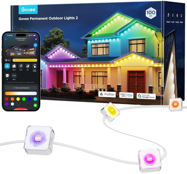 Стрічка світлодіодна розумна Govee H705 Permanent Outdoor Lights 2, 30м, IP65, RGBICW, WI-FI/Bluetooth Біла (6974316993322)