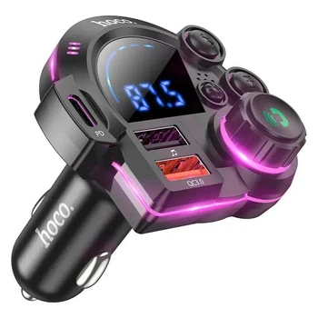 FM-трансмиттер Hoco Bluetooth модулятор 2xUSB/Type-C PD20W+QC3.0 LED DFM01 black (Hoco_DFM01)