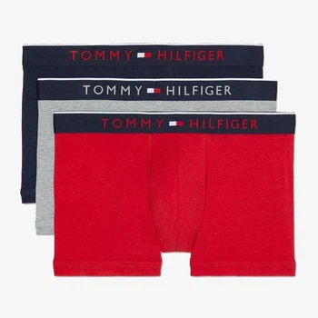 Набір трусів боксерів чоловічих Tommy Hilfiger 881617227 S 3 шт Червоний/Сірий/Синій (7114439124658)