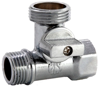 Кран трьохходовий для пральної машини ASCO 1/2''х3/4''х1/2'' хром латунний
