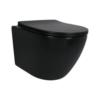 Унитаз подвесной Qtap Robin New Ultra Quiet керамический с сиденьем Soft-Close MATT BLACK (SD00052574)
