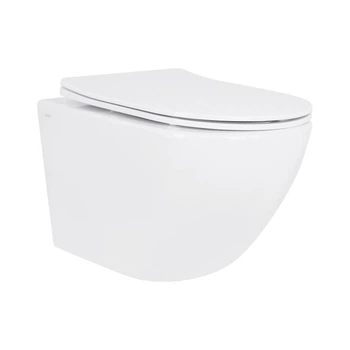 Унітаз підвісний Jay Rimless 485×360×320 мм, White, з сидінням Slim Duroplast/ Soft-close/ Quick Relase QT07335177RW Qtap