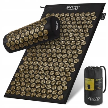 Коврик акупунктурный с валиком 4FIZJO Classic Mat Аппликатор Кузнецова Black/Gold (P-5907739314987)
