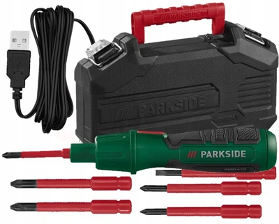 Аккумуляторная отвертка Parkside PASD 4 C2 с изолированными битами (Par10010)