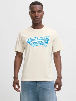 Футболка хлопковая длинная мужская Jack & Jones 12279535 S Antique White (5715724947818)