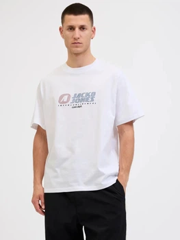 Футболка хлопковая длинная мужская Jack & Jones 12282779 M Bright White (5715730089649)
