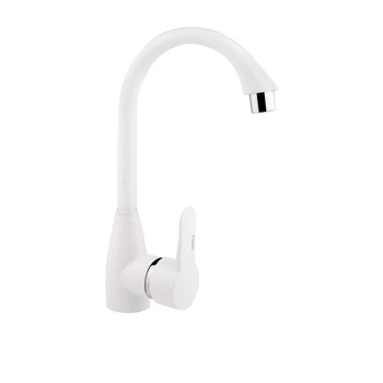 Смеситель для кухни Brinex 35W 007, однорычажный, с поворотным изливом, из термопластика, Белый (SD00033038)