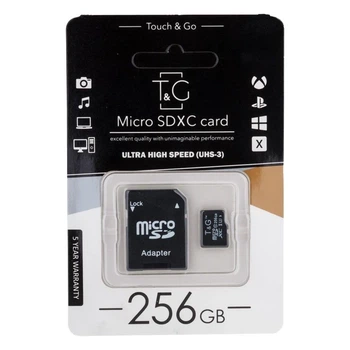 Карта пам'яті T&G; MicroSDXC 256gb UHS-3 10 Class & Adapter високошвидкісна