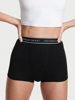 Трусики шорты женские хлопковые Victoria's Secret 26825574 L Черные (7114439124774)