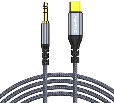 gjgj品 Адаптер-переходник ColorWay USB-C to 3.5 mm mini-Jack 1.2 м Grey