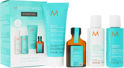 Zestaw do pielęgnacji włosów Moroccanoil Hydration Szampon nawilżający 70 ml + Odżywka 70 ml + Maska 75 ml + Produkt pielęgnacyjny 25 ml (7290015485296)