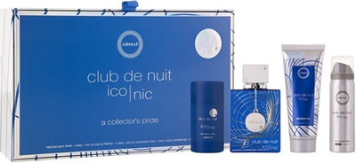 Zestaw męski Armaf Club De Nuit Iconic Woda perfumowana 105 ml + Spray do ciała 50 ml + Dezodorant w sztyfcie 75 g + Żel pod prysznic 100 ml (6294015175387)