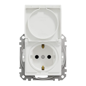 Розетка Schneider Electric Sedna Design с крышкой с заземлением з защитными шторками IP44 белая SDD211024