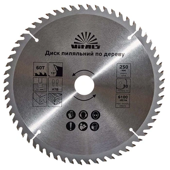 Диск пильный Vitals по дереву 250x30/25.4, ATB 60