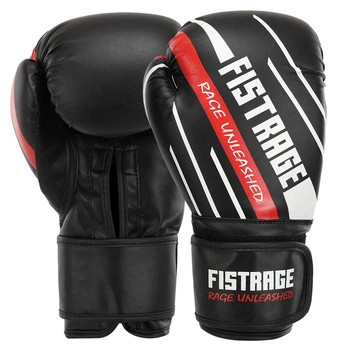 Перчатки боксерские на липучке Fistrage Fight Gear 5119 размер 14 унций Black-Red-White