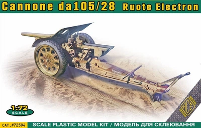 Сборная модель Пушка Cannone da105/28 Ruote Electron ACE (72594)