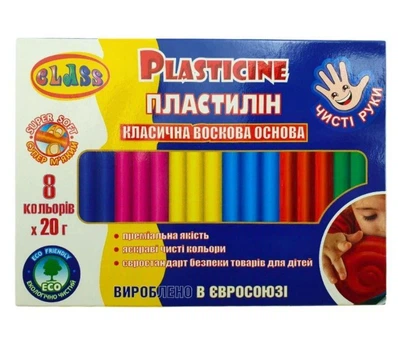 Пластилин «CLASS» Чистые руки MAXI, 8 цветов, восковой 7644С, 160 г