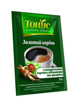 Тонус Золотое зерно Растворимый напиток Золотой Корень на основе цикория с натуральным корнем женьшеня 50 г