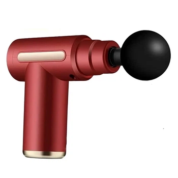 Ручний перкусійний масажер для тіла із 4 насадками Gun Massager Red