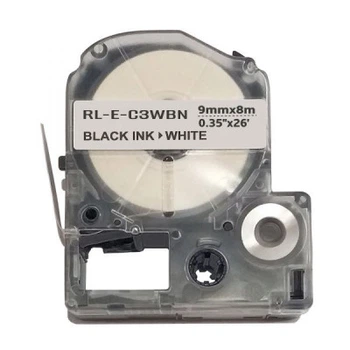 Лента для принтера этикеток UKRMARK RL-E-C3WBN-BK/WT, аналог LC3WBN. 9 мм х 8 м (900261)