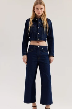 Жіночі широкі укорочені джинси Wide regular fit H&M (58474) W36 Темно-сині