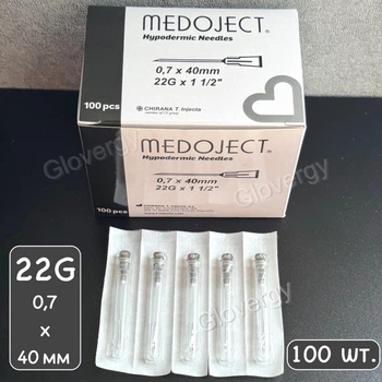 Игла инъекционная 22G (0,7x40 мм) MEDOJECT одноразовая стерильная, 100 шт.