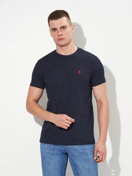 Футболка хлопковая длинная мужская Polo Ralph Lauren 11606 S Темно-синяя (smt2000000039367)