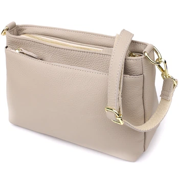 Елегантна жіноча сумка з натуральної шкіри з жорсткою основою VINTAGE Bag 22985 Сірий