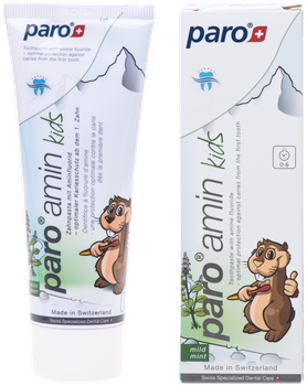 Pasta do zębów Paro Swiss Amin Kids z organicznym fluorem bez SLS 75 ml (7610458026670)