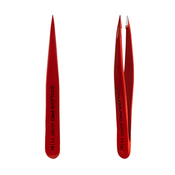 Пинцет для бровей STALEKS PRO EXPERT 11 TYPE 5 RED