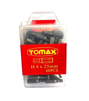 Бита HEX 4 x 25 мм магнитная для шуруповерта / шестигранная бита 1/4" 60 шт TOMAX