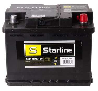 Аккумулятор Starline AGM 12V 60Аг 680А BA SL 60 AGM R+