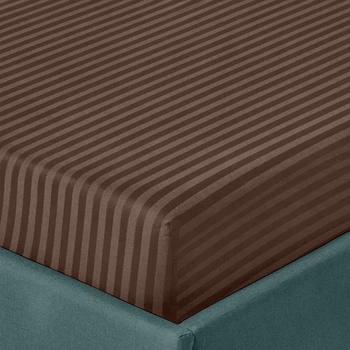 Простынь на резинке Zastelli Brown Stripes 1см сатин 100% хлопок 100*200+25см Коричневая