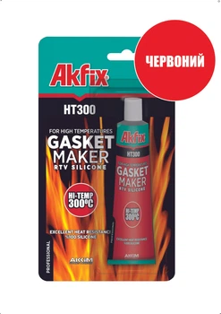 Термостійкий силіконовий герметик AKFIX HT300 50 мл тюбик Червоний