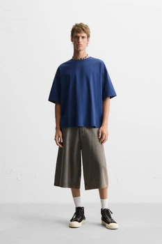 Футболка щільна Zara Boxy Fit синій 0722/484/400 L