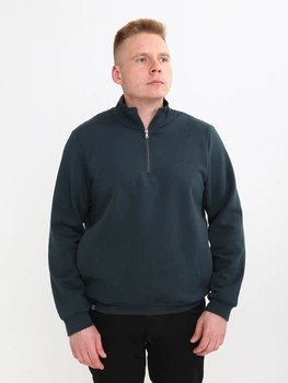 Свитшот мужской зеленый на флисе с горлом на молнии 1359-3 3XL