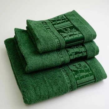 Набор махровых полотенец 3шт GM Textile 40х70см, 50х90см, 70х140см BambooN 450г/м2 (Зеленый)
