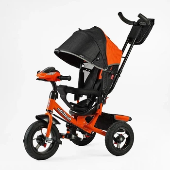 Детский велосипед Best Trike 3390-38-103 с интерактивной панелью и родительской ручкой, оранжевый