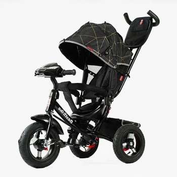Детский велосипед Best Trike 3390-31-025 с интерактивной панелью и родительской ручкой, черный