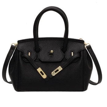 Женская кожаная сумка в стиле Hermes, black
