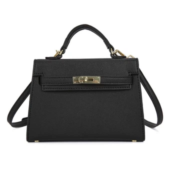 Женская кожаная сумка в стиле Hermes small size, черная