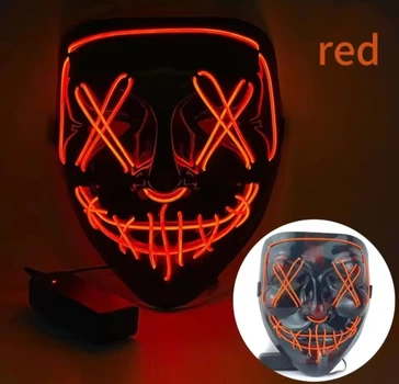 Неонова маска з LED-підсвіткою Судна ніч. 3 режими підсвітки. Червона/