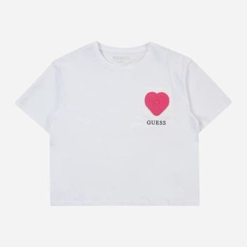 Подростковая укороченная футболка для девочки Guess 604480062 152 см Белая (1159842091)
