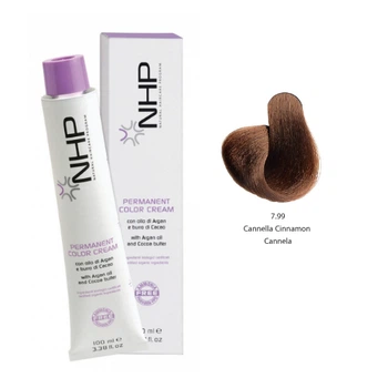 Крем-фарба для волосся з маслами аргани та какао NHP Permanent color cream 7,99- кориця 100 мл (8030778680366)